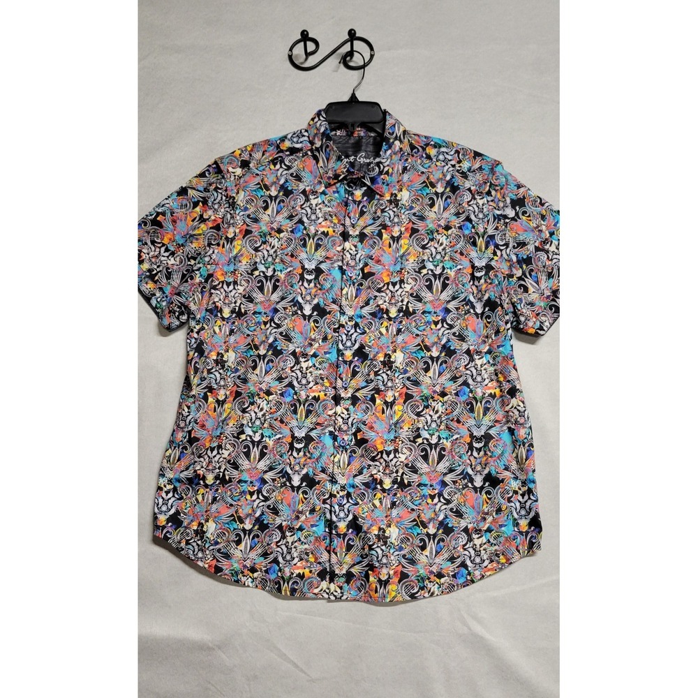 Multicolored Print SS Robert Graham Button Down Shirt Size XXL